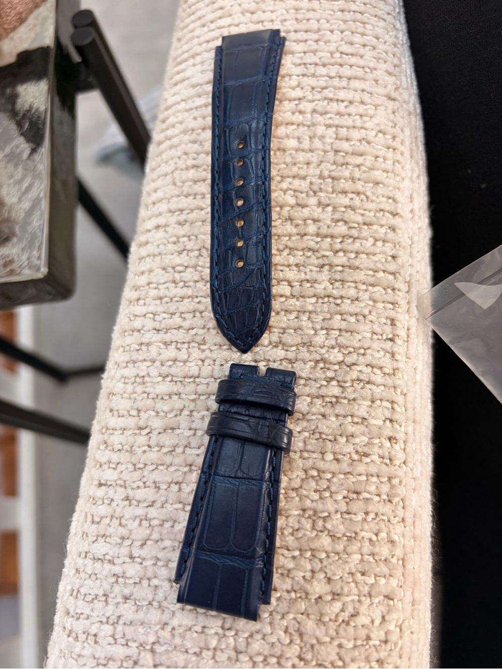 Breitling Alligator Leather Watch Strap - Navy Blue, Mens Accessories